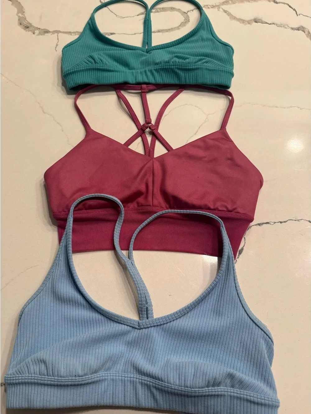 Alo Women’s Teal Ribbed Sport Bra Size XS
